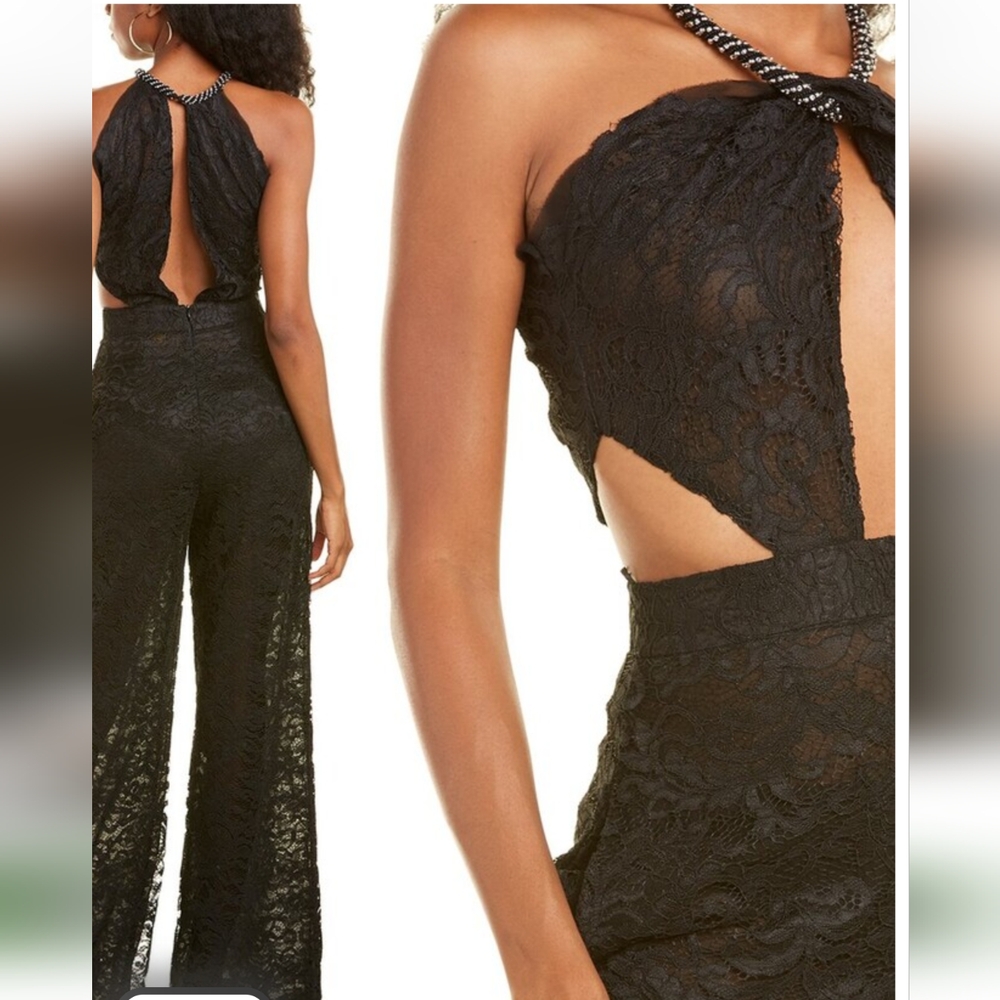 Dundas Revolve Vogue Black lace cut out jumpsuit - Picture 4 of 8